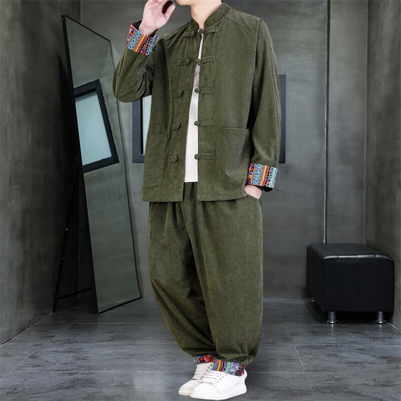 男士外套灯芯绒夹克套装盘扣立领风XZ1512-2502套装-P130,男装夹克,星座1512