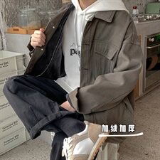 加绒加厚牛仔棉衣夹克情侣外套宽松牛仔衣HY02TP80控108常规TP60，男装夹克，电商A102B