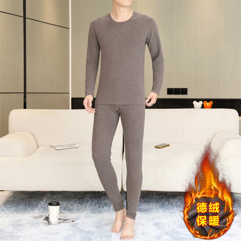 冬季男士圆领纯色长袖长裤现货保暖套装2599-p51,男装棉衣,星座1602（原101B）