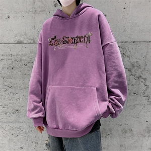 美式重磅水洗复古连帽卫衣潮流大码潮牌做旧XZ517A-BK6676-P68图片