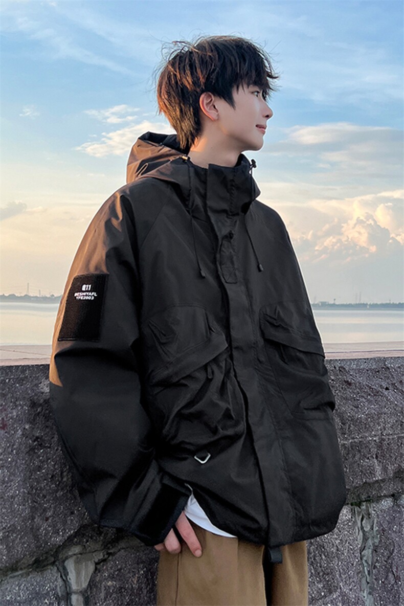 8XL-M特大码冲锋衣防水宽松工装风男夹克外套JK1306P90控118,男装夹克,电商D206-1