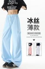 褶皱美式降落伞兵工装裤子男夏薄款休闲裤冰丝速干阔腿裤KZ045P35，男装休闲裤，电商B312