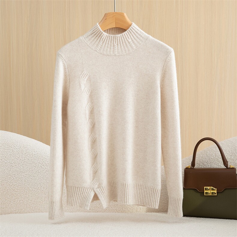 2024秋冬季新款百搭时尚气质半高领纯色羊绒衫，女装羊绒衫，恒爱羊绒