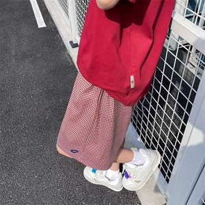 美式格子五分短裤男女夏季潮牌宽松薄款沙滩休闲运动裤D2999-p26图片