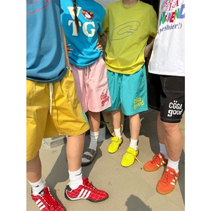 网图有货 夏季多巴胺字母印花阔腿五分裤男女宽松休闲裤 A586-P23图片