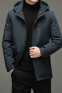 中年可脱卸内胆羽绒服白鸭绒保暖爸爸装可拆卸帽外套ZK2018-P305图片