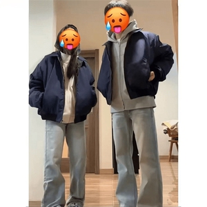 现货秋冬季美拉德立领飞行立领夹克boxy棉衣美式高街加厚加棉外套图片