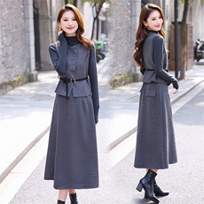 韩系一整套搭配气质百搭时尚三件套女秋简约马甲纯色打底半身长裙，女装套装/套裙，艾贝斯