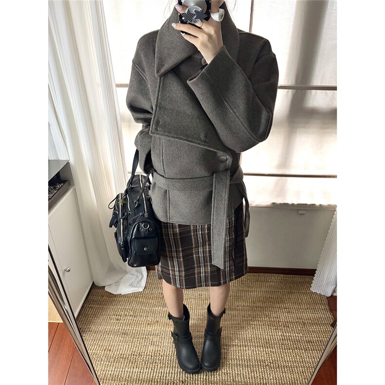 短款呢料大衣宽松百搭呢子外套D328-JK38-P128,女装短外套,电商D328