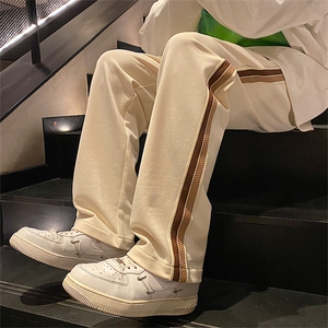 2024春新款 港风 撞色织带拼接宽松阔腿休闲裤 K305-P40控75图片