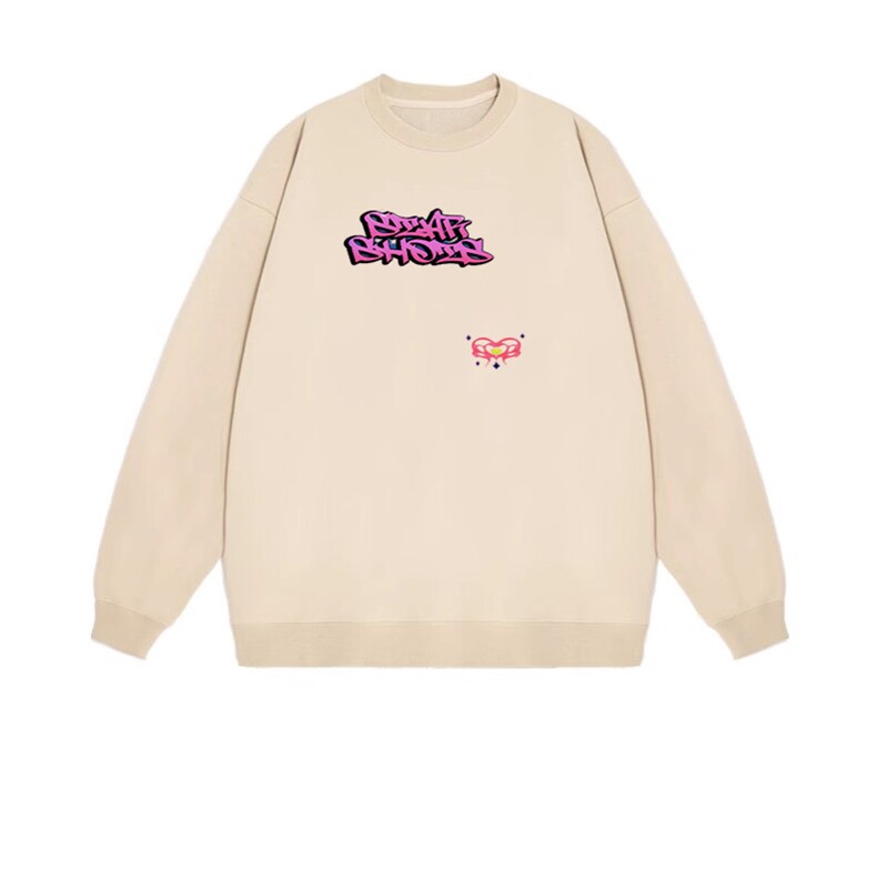 2025年秋季长袖套头套头华棉双帽落肩圆领帽衫，女装卫衣/绒衫，花可