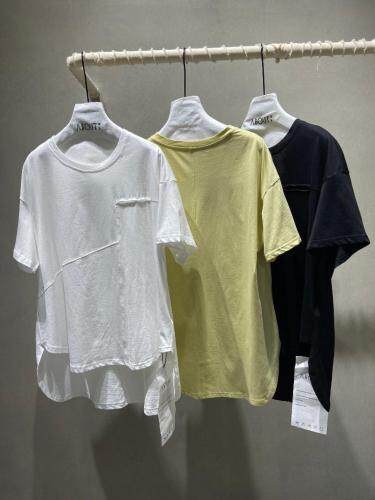 【现货】夏款设计感简约宽松前短后长短袖，女装，ABout阿布