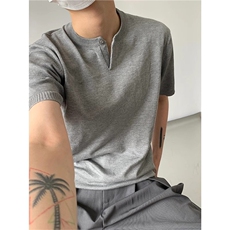 亨利领夏季冰丝凉感短袖T恤衫老钱风针织衫潮男透气宽松版T840，男装T恤，星座1116A（原606A-3）