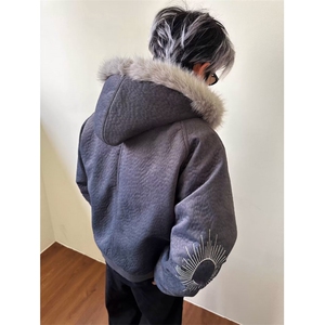 羊羔绒毛棉袄男士冬季2025新款加厚加绒连帽棉衣冬装情侣棉服外套图片