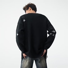 美式圆领毛衣男慵懒风休闲鹿毛绒针织衫YC19P55，男装针织衫/毛衣，星座1116-2