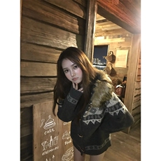 重磅北极绒座山雕大毛毛领毛衣外套冬美式复古休闲慵懒风针织开衫，男装针织衫/毛衣，电商A486-1