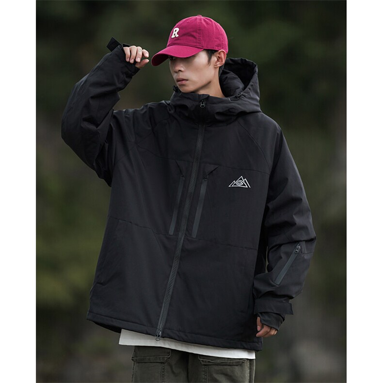 冬新防风防水滑雪服男百搭加棉加厚保暖夹克中性风外套M77-P160,男装棉衣,电商A001-1