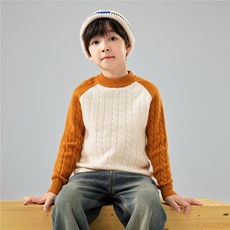 优质精选儿童插肩袖针织毛衣中大童羊毛拼色打底衫男女童羊绒上衣，童装儿童羊毛衫，初丹羊绒童装
