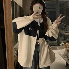 工装夹克外套女森系撞色拼接艺术设计感冲锋衣上衣C360-80，男装夹克，星座911-2(原星座613-2）
