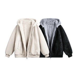 现货高品质美式高街冬季重磅座山雕大毛毛领pu皮棉衣男女加厚外套图片