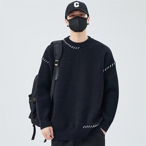 秋冬款复古圆领毛衣男士宽松针织衫打底衫潮男毛衣 网图YME10-P50图片