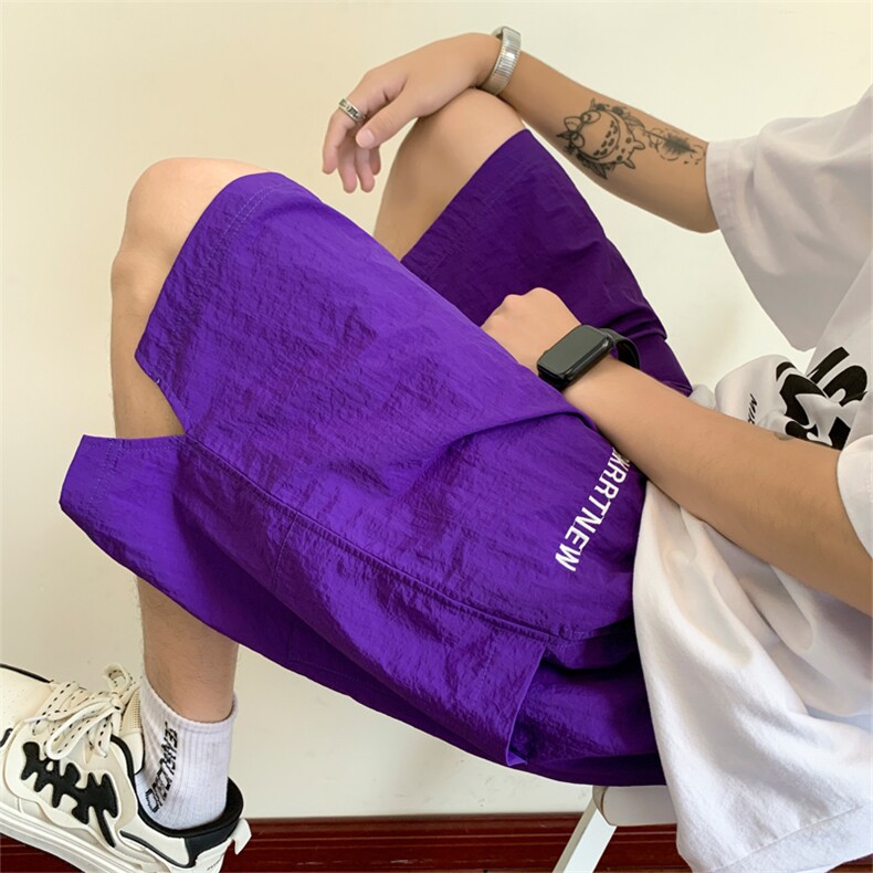 wassup happy美式冰丝短裤男夏季薄款速干休闲五分裤大码运动中裤图片