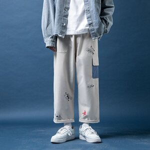 910A-A133秋装新款休闲裤情侣潮流嘻哈九分裤男图片