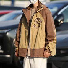 秋季刺绣机能连帽冲锋衣美式冲锋衣设计感宽松外套男W5931-P56，男装夹克，星座512-2