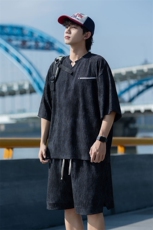 TZ791-特批55控98夏季冰感扎染冰丝速干大码短袖短裤T恤套装男，男装休闲套装，电商A059