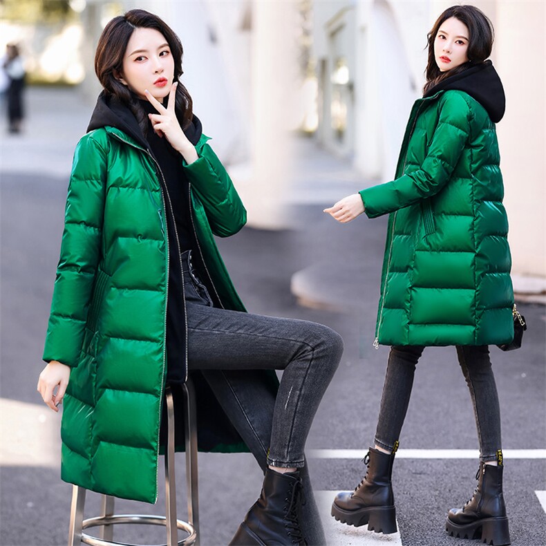 时尚亮面长款羽绒服女修身显瘦保暖外套90%白鸭绒填充免洗易打理冬季必备单品,女装羽绒服,依如秀(原杭风阁)