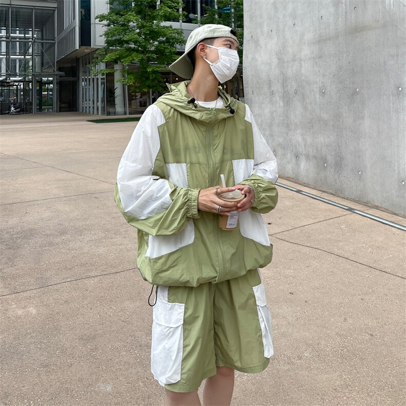 夏季撞色夹克衫防晒服套装运动风时尚防晒衣男XZ514-2-1611-P98,男装防晒衣,星座514-2(原B239)