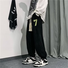 美式潮牌裤子男加绒加厚宽松垂感运动卫裤大码束脚休闲裤K439，男装休闲裤，星座1116A-1（原606A）