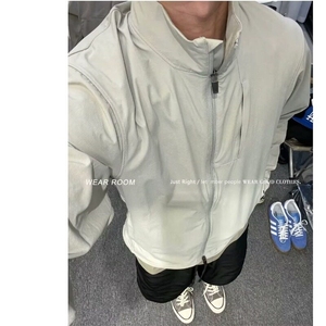 黑色立领教练夹克男短款运动外套简约文艺ins原宿新款流行潮流图片