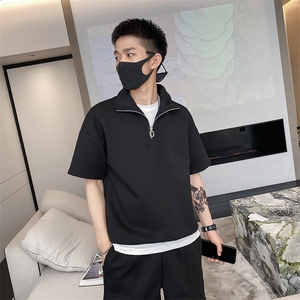 社会风纯色套头宽松休闲两件套装痞帅B297-7725-P105控148图片
