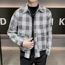 轻熟风男士秋冬格子2025秋季长袖夹克店主风JK8005-P130，男装夹克，电商A236