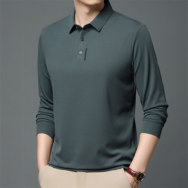 长袖T恤男士纯棉polo衫商务休闲弹力翻领打底衫上衣服，男装Polo衫，电商B212（原钱塘6029）