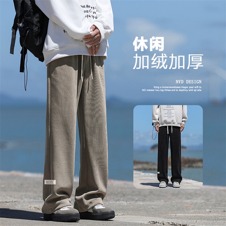 新款潮牌宽松加绒美式高街运动休闲裤X2883-常规特批45加绒特批55图片