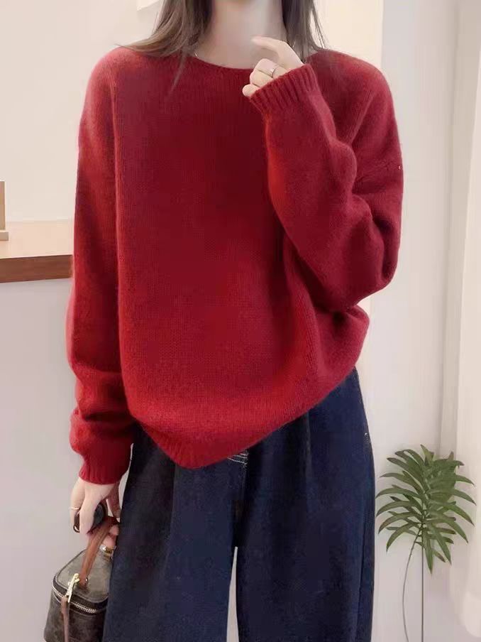 秋冬新款纯色圆领时尚百搭休闲款,针织衫/毛衣,冀清阳荣