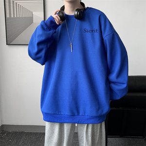 华夫格卫衣圆领卫衣男大码长袖t恤男外套 HW76098-P30加绒款-P40图片