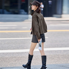 现货2025年新款时尚休闲麂皮绒夹克外套，女装短外套，凝聚力