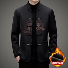 继续主推中老年风唐装棉服中山装盘扣男加绒复古棉衣外套，男装棉衣，钱塘723
