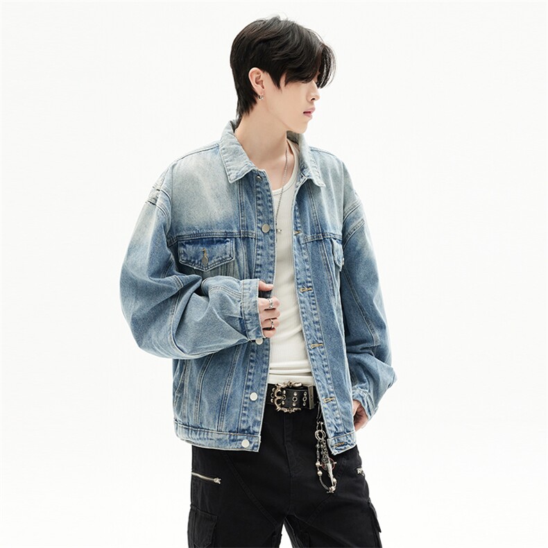 复古水洗做旧夹克短款牛仔外套工装口袋休闲宽松男女装YD262-P105,男装工装外套,星座509