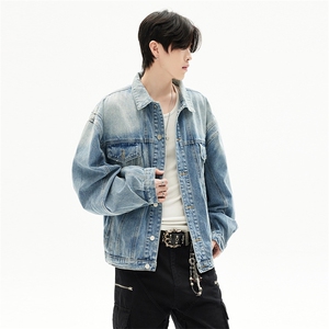 复古水洗做旧夹克短款牛仔外套工装口袋休闲宽松男女装YD262-P105图片