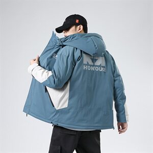 冬季工装羽绒服大码男装短款连帽加肥男胖子外套 A436-2166图片