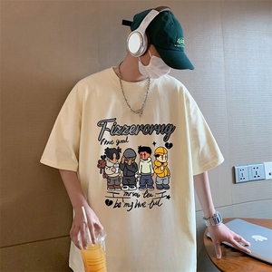 T825港风潮牌高街美式短袖T恤男夏季新款宽松半袖ins重磅纯棉体恤图片