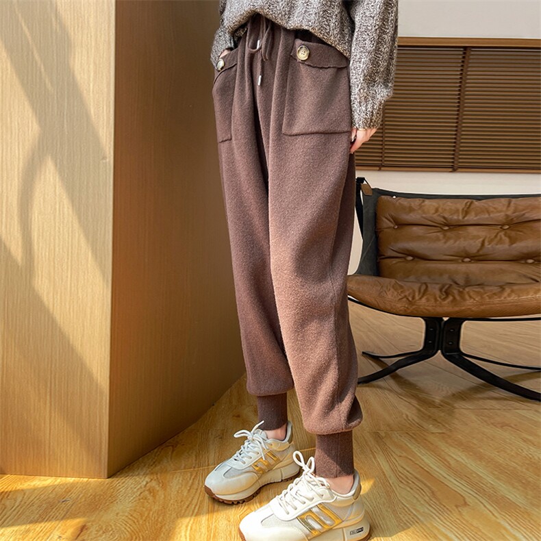 时尚女士羊毛哈伦裤宽松柔软舒适百搭冬季必备单品，女装休闲裤，浩新羊绒