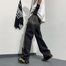 ins夏季男青春流行长裤潮时尚慵懒新款潮流文艺牛仔裤原宿，男装牛仔裤，星座716-4