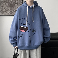 WY2131-P35纯棉连帽卫衣男大码运动帽衫宽松薄外套男，男装卫衣，电商A040