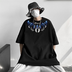 夏季新款内景彩色羽毛短袖T恤男潮宽松体恤衫，男装T恤，电商B316