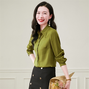 真丝衬衫春秋女法式职业OL设计感小众真丝上衣图片